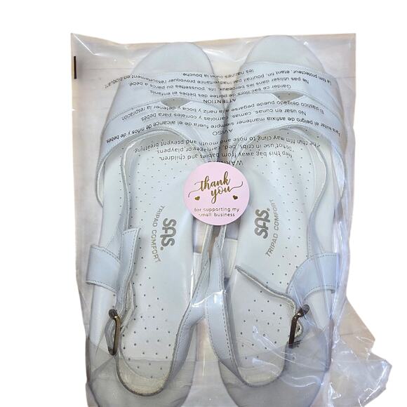 SAS Caress White Strap Wedge Sandal Womens 10 N Comfort Sandal Excellent - Picture 8 of 9